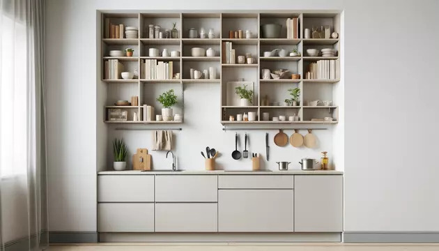 open kitchen cabinets